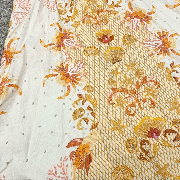 Anthropologie farm rio orange and cream strapless beachy halter top maxi dress - Picture 3 of 9